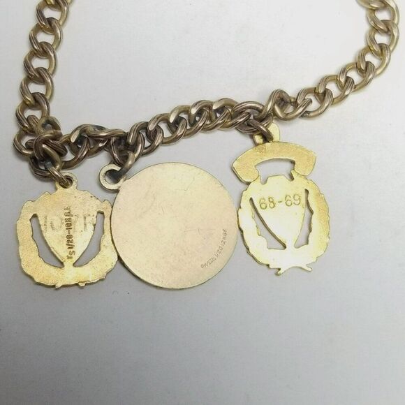 Vintage Jaycees Gold Filled Blue Enamel Charm Bracelet, 1960s Engraved, Estate - Picture 7 of 10